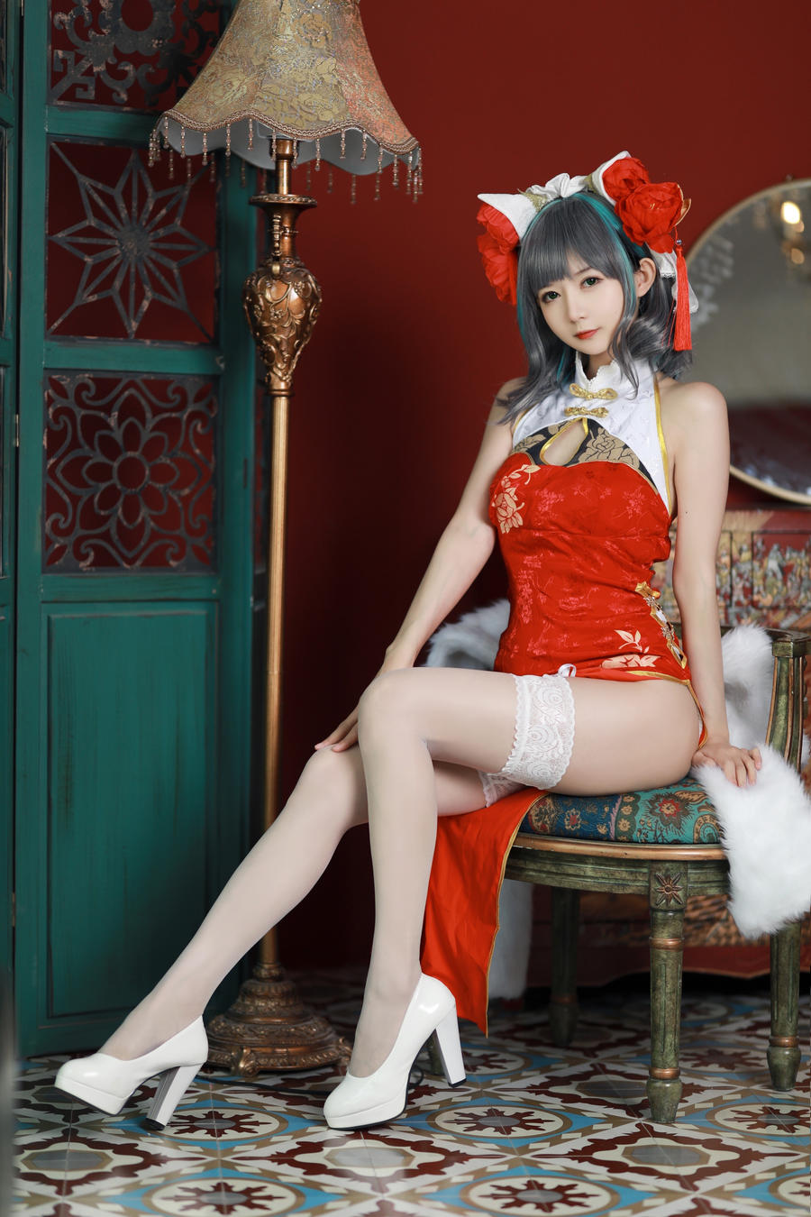 51酱-No.023 – 碧蓝航线 柴郡 新春旗袍 [12P]